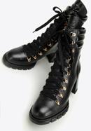 Kožené dámské boty s prošívanou vsadkou na patě, černá, 97-D-521-1W-37, Obrázek 7