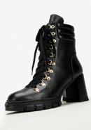 Kožené dámské boty s prošívanou vsadkou na patě, černá, 97-D-521-1W-37, Obrázek 8