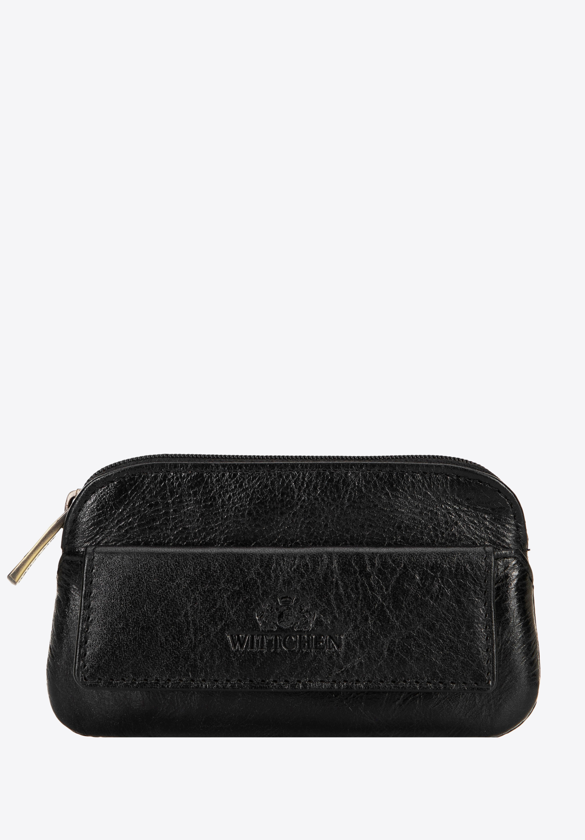 Kožené pouzdro na klíče s reliéfním logem, černá, 21-2-265-11, Obrázek 1