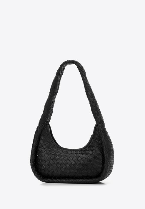 Malá dámská kabelka vyrobená z tkané kůže, černá, 97-4E-510-P, Obrázek 2