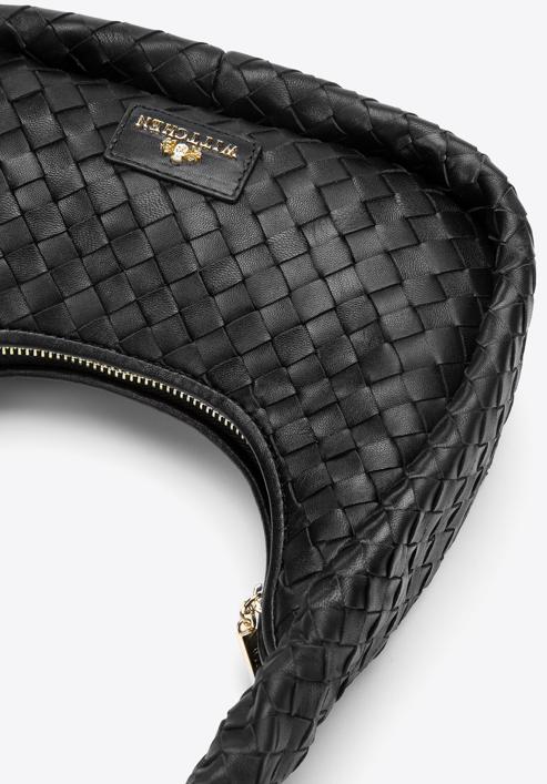 Malá dámská kabelka vyrobená z tkané kůže, černá, 97-4E-510-1, Obrázek 4
