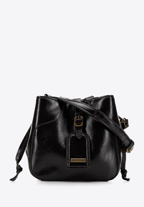 Malá dámská kabelka z lesklé ekologické kůže, černá, 98-4Y-004-1, Obrázek 1