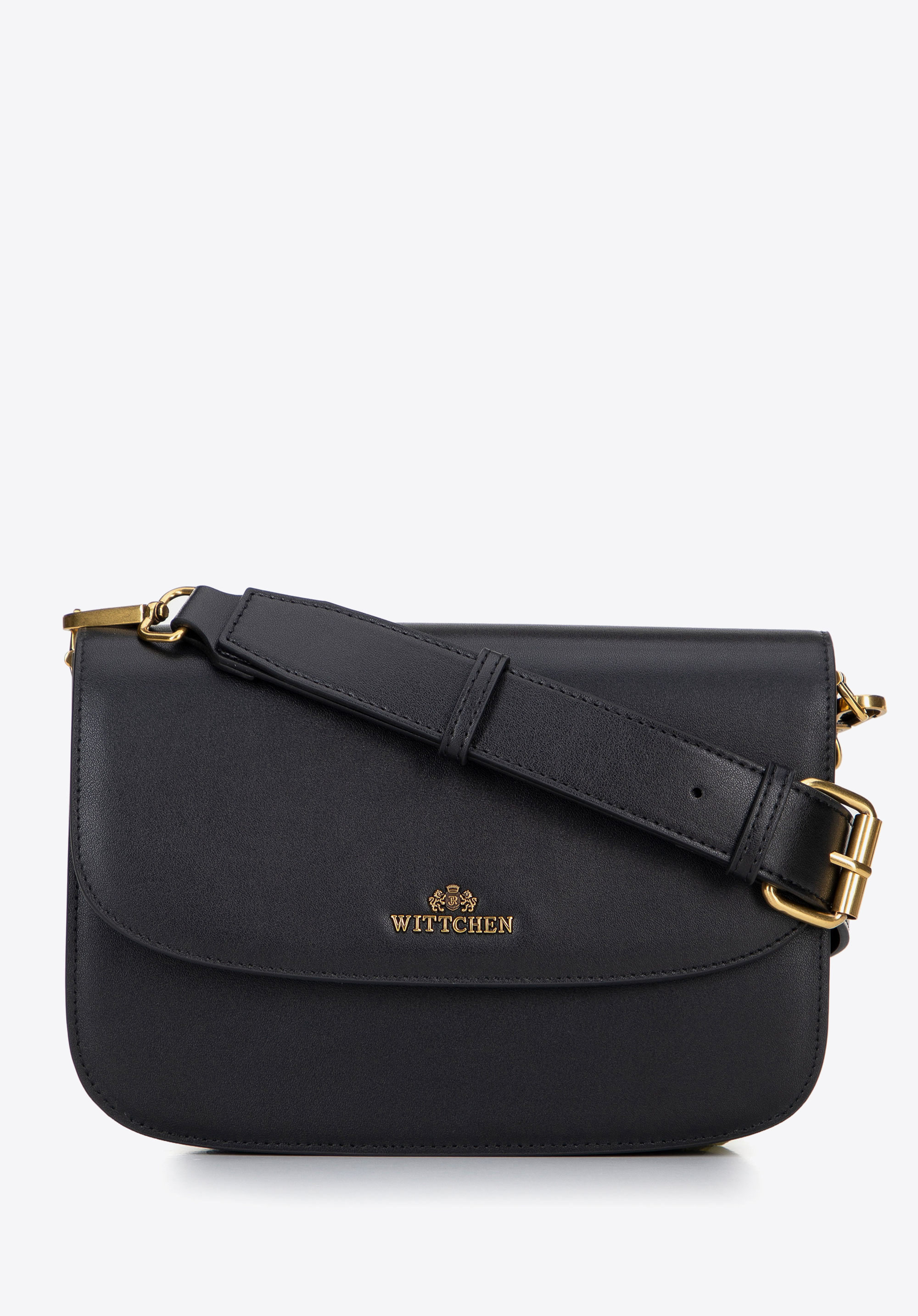 Malá kožená crossbody kabelka, černá, 100-4E-215-1, Obrázek 1
