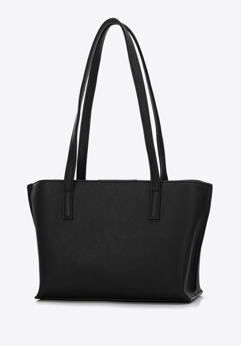 Malá tříkomorová dámská kabelka z ekologické kůže, černá, 97-4Y-513-1, Obrázek 3