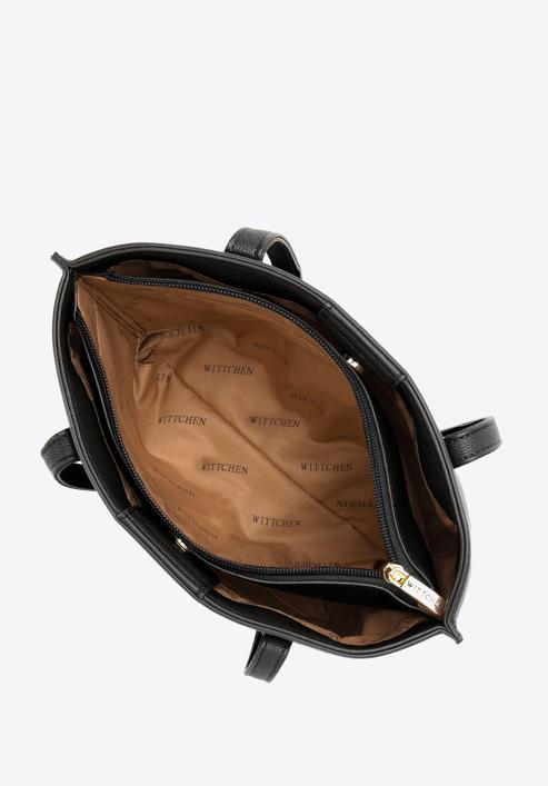 Malá tříkomorová dámská kabelka z ekologické kůže, černá, 97-4Y-513-1, Obrázek 4