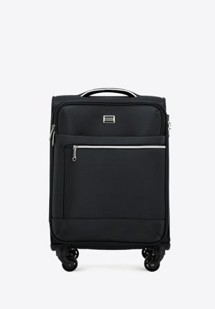 Malý měkký kufr s lesklým zipem na přední straně, černá, 56-3S-851-10, Obrázek 1