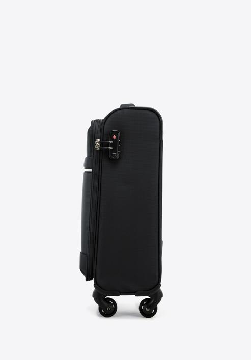 Malý měkký kufr s lesklým zipem na přední straně, černá, 56-3S-851-35, Obrázek 2
