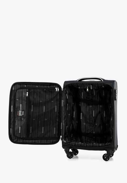 Malý měkký kufr s lesklým zipem na přední straně, černá, 56-3S-851-10, Obrázek 5