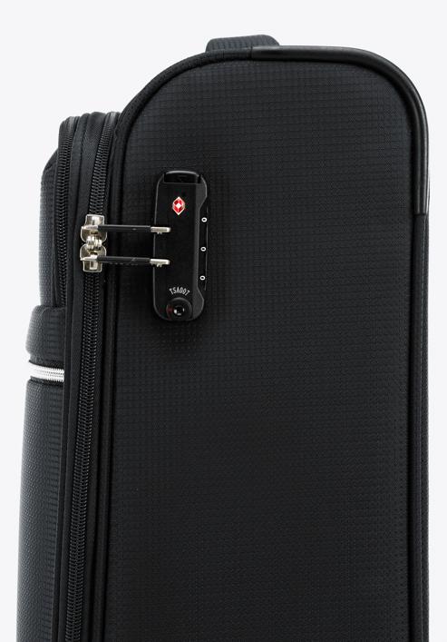 Malý měkký kufr s lesklým zipem na přední straně, černá, 56-3S-851-10, Obrázek 7