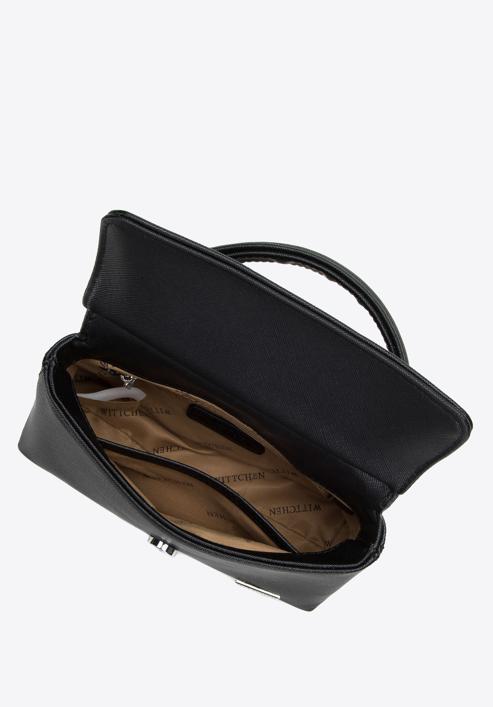 Mini kabelka z ekologické kůže s lesklou přezkou, černá, 98-4Y-212-0, Obrázek 3