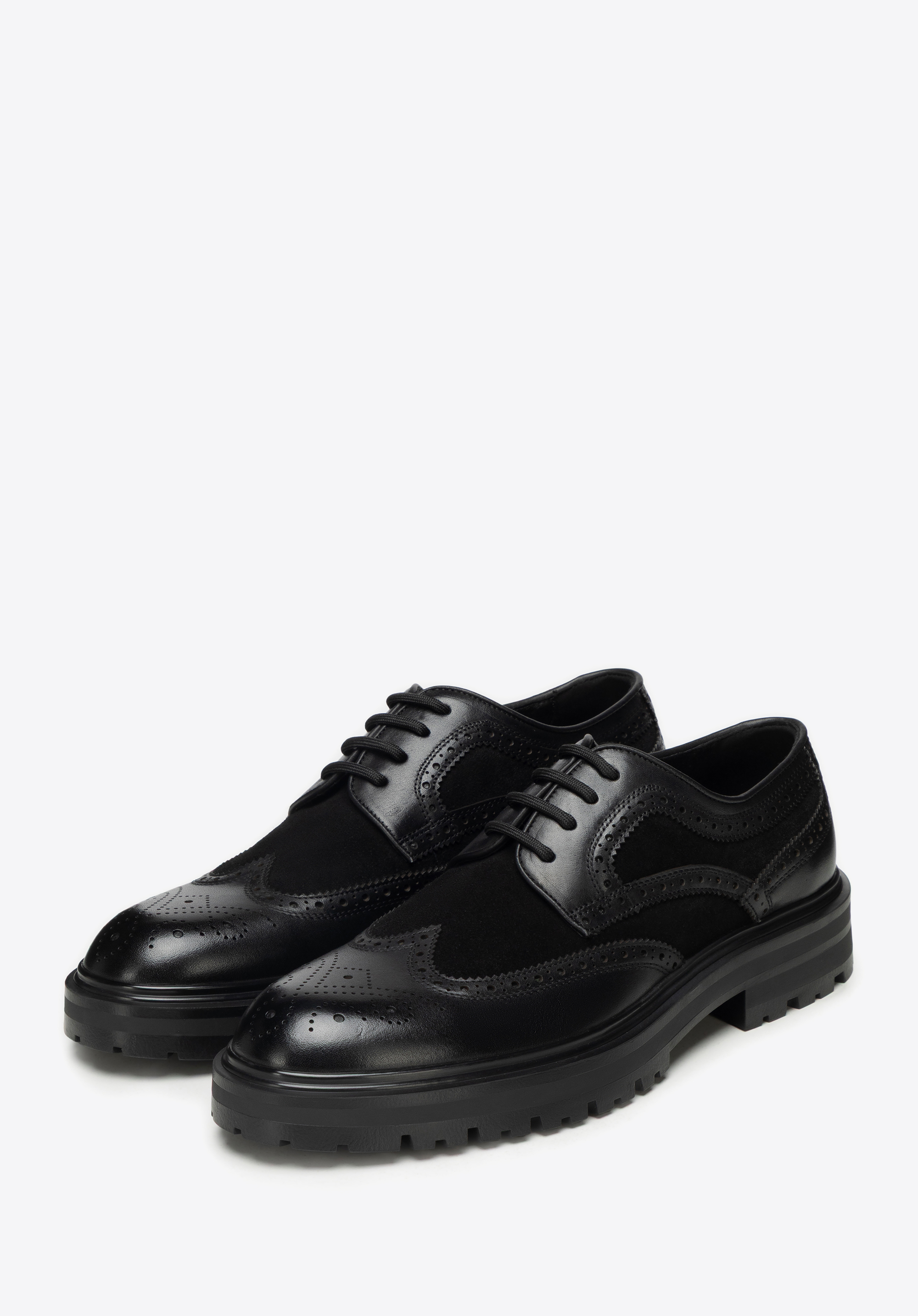 Men’s leather brogues with track sole, černá, 101-M-516-1-39, Obrázek 1