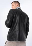 Pánská bunda z ekologické kůže s prošíváním na ramenou, černá, 97-9P-155-4-L, Obrázek 19