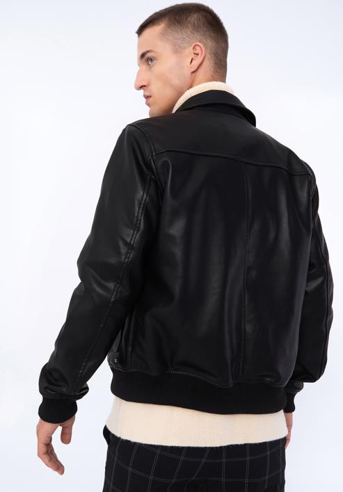 Pánská bunda z ekologické kůže s velkými kapsami, černá, 97-9P-152-1-M, Obrázek 18
