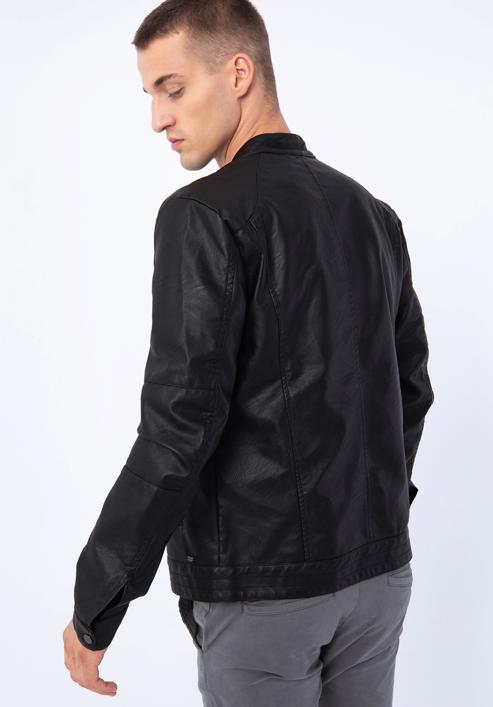 Pánská bunda z ekologické kůže se stojáčkem, černá, 97-9P-151-1-XL, Obrázek 18