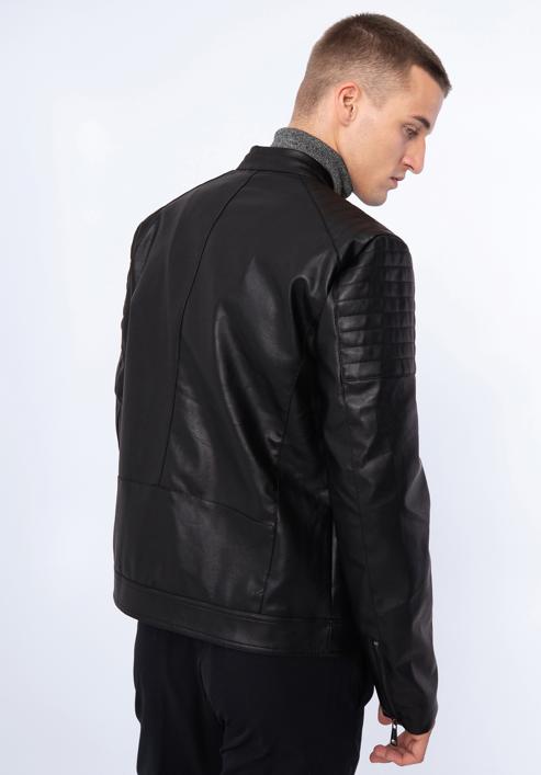 Pánská bunda z ekologické kůže s lemovanými kapsami, černá, 97-9P-150-1-M, Obrázek 17