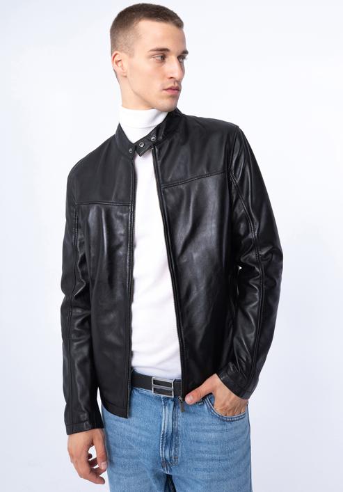 Pánská kožená bunda, černá, 97-09-851-1-M, Obrázek 16