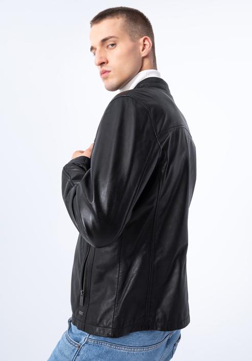 Pánská kožená bunda, černá, 97-09-851-1-M, Obrázek 17