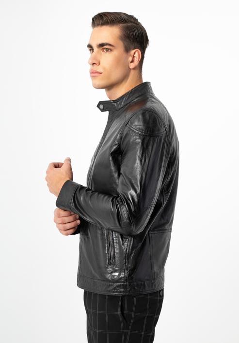 Pánská kožená bunda, černá, 97-09-250-N-S, Obrázek 4