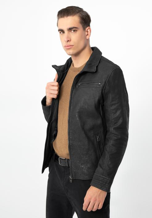 Pánská kožená bunda, černá, 97-09-254-1-M, Obrázek 4