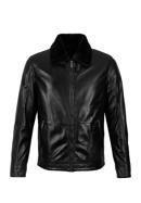 Pánská kožená bunda podšitá ekologickou kožešinou, černá, 97-09-857-5-M, Obrázek 30