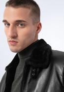 Pánská kožená bunda podšitá ekologickou kožešinou, černá, 97-09-857-1-S, Obrázek 5