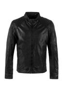 Pánská kožená bunda s prošíváním, černá, 97-09-251-1-S, Obrázek 30