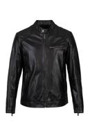 Pánská kožená bunda se zapínáním na zip, černá, 97-09-856-Z-S, Obrázek 30