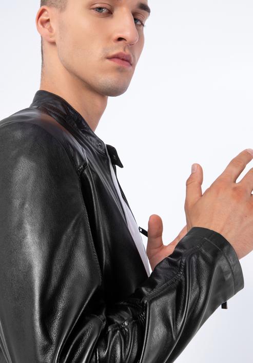 Pánská kožená bunda se zapínáním na zip, černá, 97-09-856-4-S, Obrázek 5