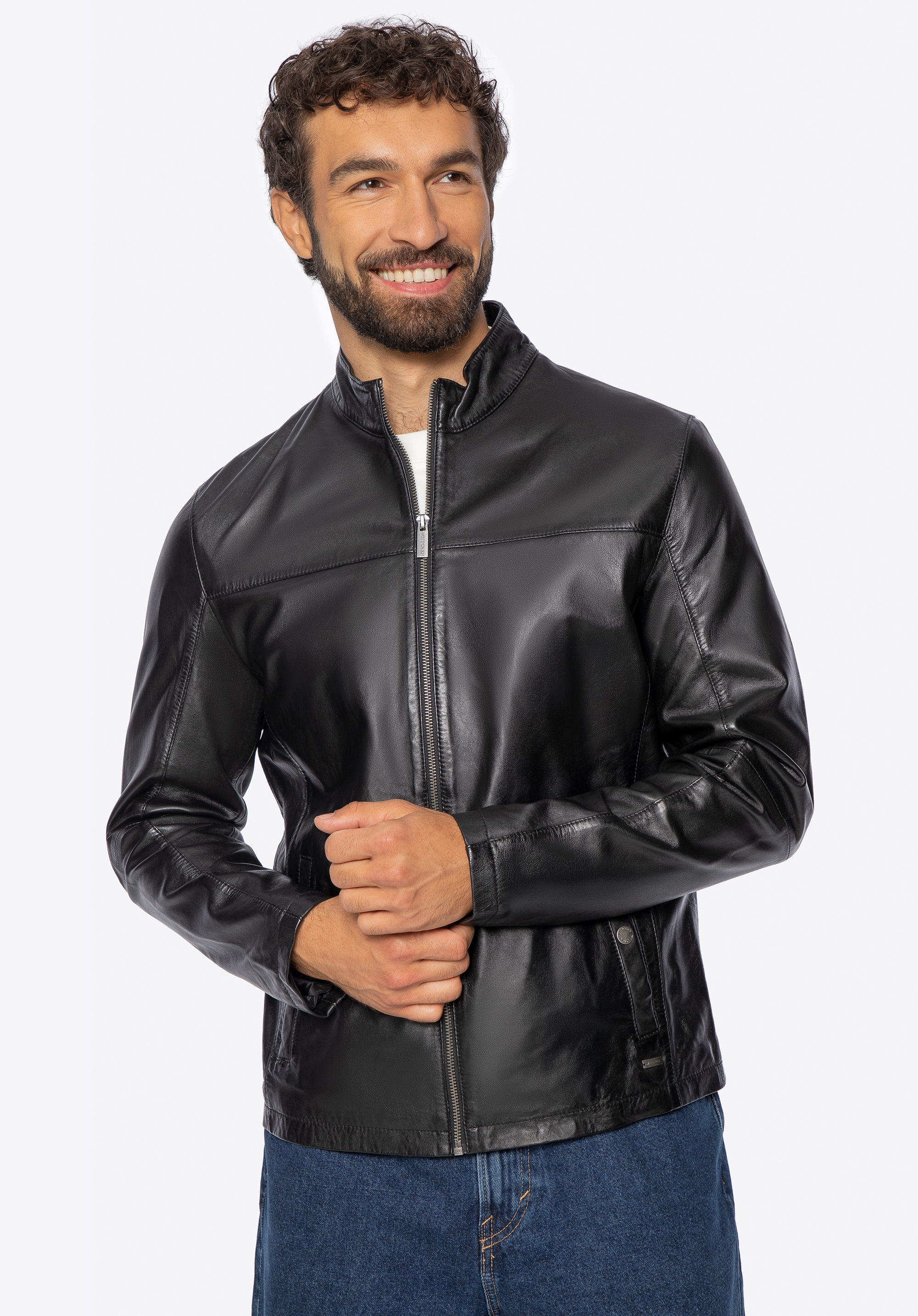 Pánská kožená bunda z ovčí kůže, černá, 101-09-850-1-S, Obrázek 1