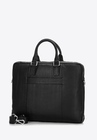 Pánská kožená taška na notebook 15,6" s dvojitým prošíváním, černá, 97-3U-006-1, Obrázek 1