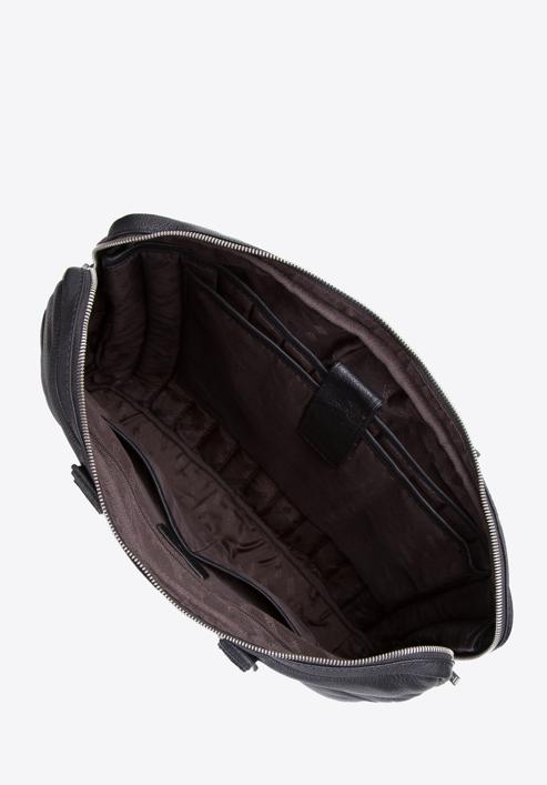 Pánská kožená taška na notebook 15,6" s dvojitým prošíváním, černá, 97-3U-006-1, Obrázek 3