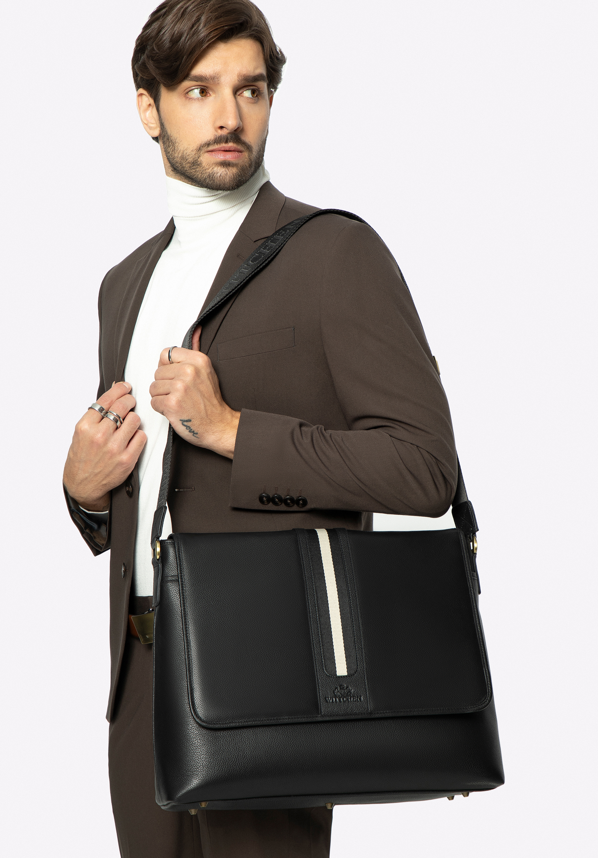 Pánská kožená taška na notebook 15,6", černá, 95-3U-103-1, Obrázek 1