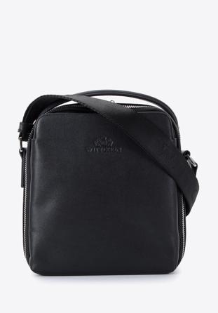 Pánská kožená taška s kapsou, černá, 95-4U-035-1, Obrázek 1