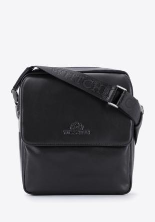 Pánská kožená taška s klopou, černá, 95-4U-031-1, Obrázek 1
