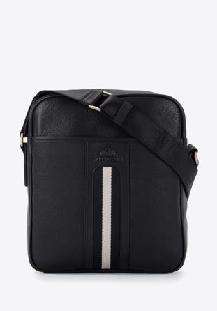 Pánská kožená taška s velkou stuhou, černá, 95-4U-102-1, Obrázek 1