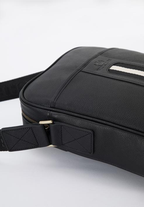 Pánská kožená taška s velkou stuhou, černá, 95-4U-102-1, Obrázek 4