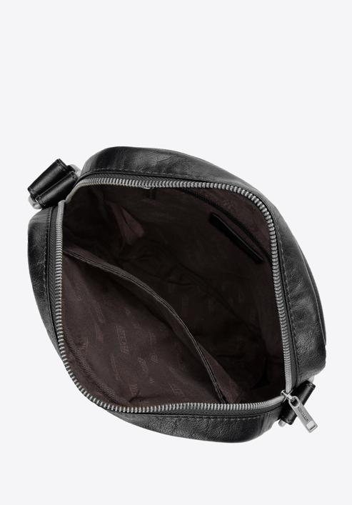 Pánská kožená taška s vypouklou přední kapsou, černá, 97-4U-001-1, Obrázek 3
