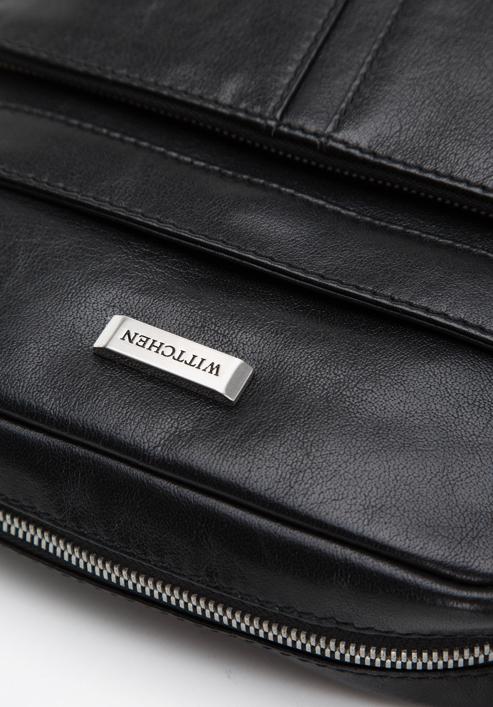 Pánská kožená taška s vypouklou přední kapsou, černá, 97-4U-001-1, Obrázek 4