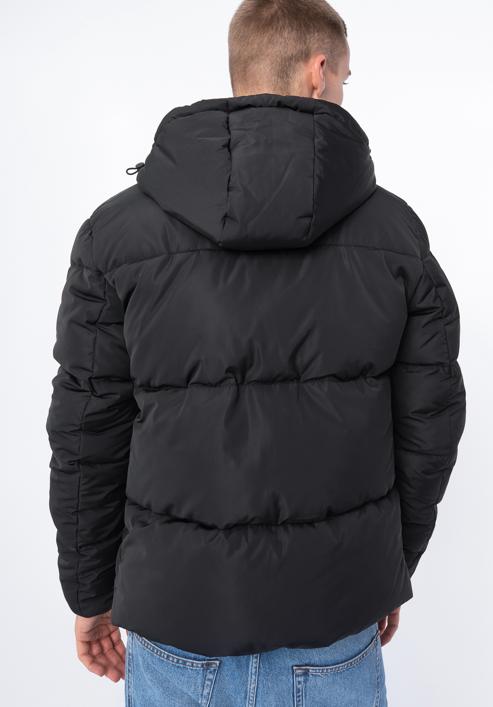Pánská prošívaná bunda s kapucí, černá, 97-9D-952-1-S, Obrázek 4