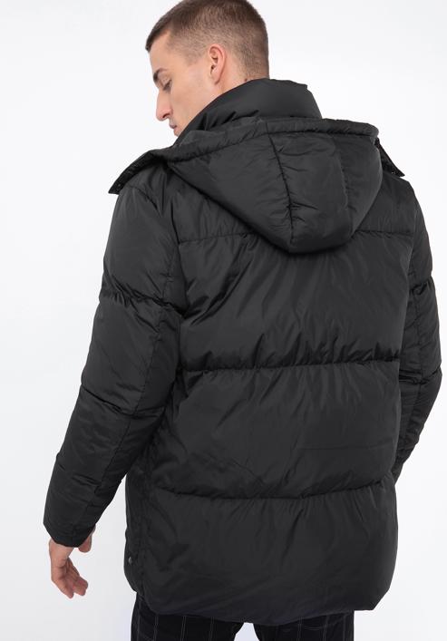 Pánská prošívaná bunda s kapucí, černá, 97-9D-451-1-S, Obrázek 5