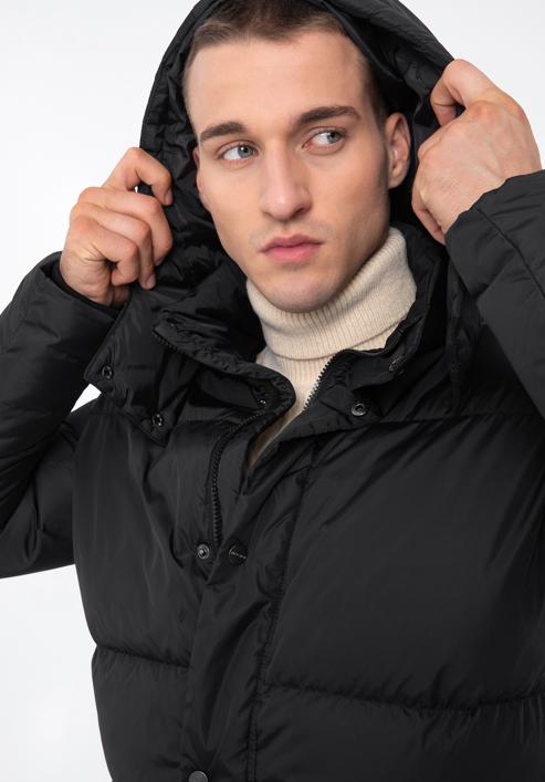 Pánská prošívaná bunda s kapucí, černá, 97-9D-451-1-S, Obrázek 6