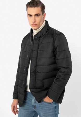 Pánská prošívaná nylonová bunda, černá, 97-9D-450-1-S, Obrázek 1