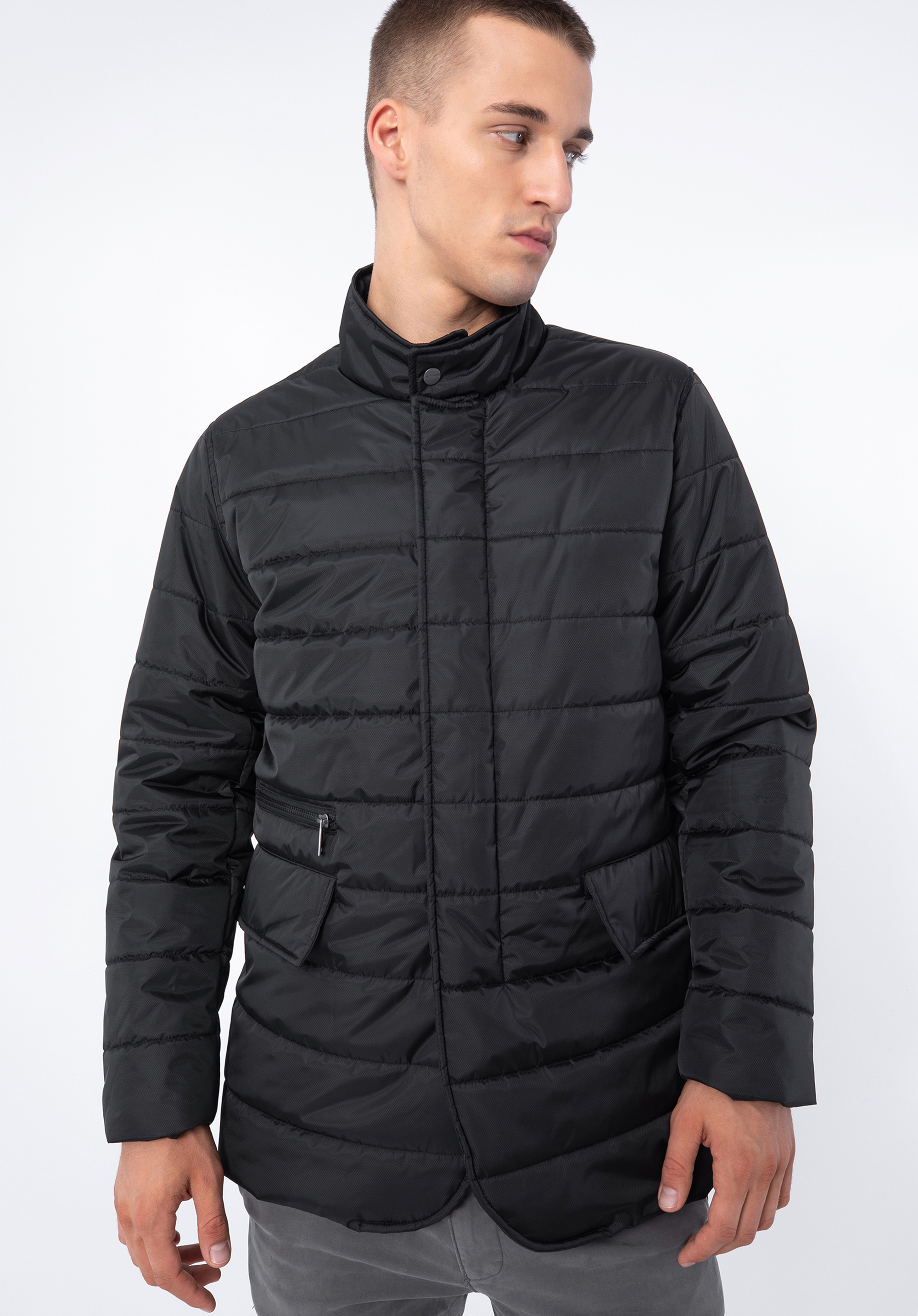 Pánská prošívaná nylonová bunda, černá, 97-9D-450-1-3XL, Obrázek 1