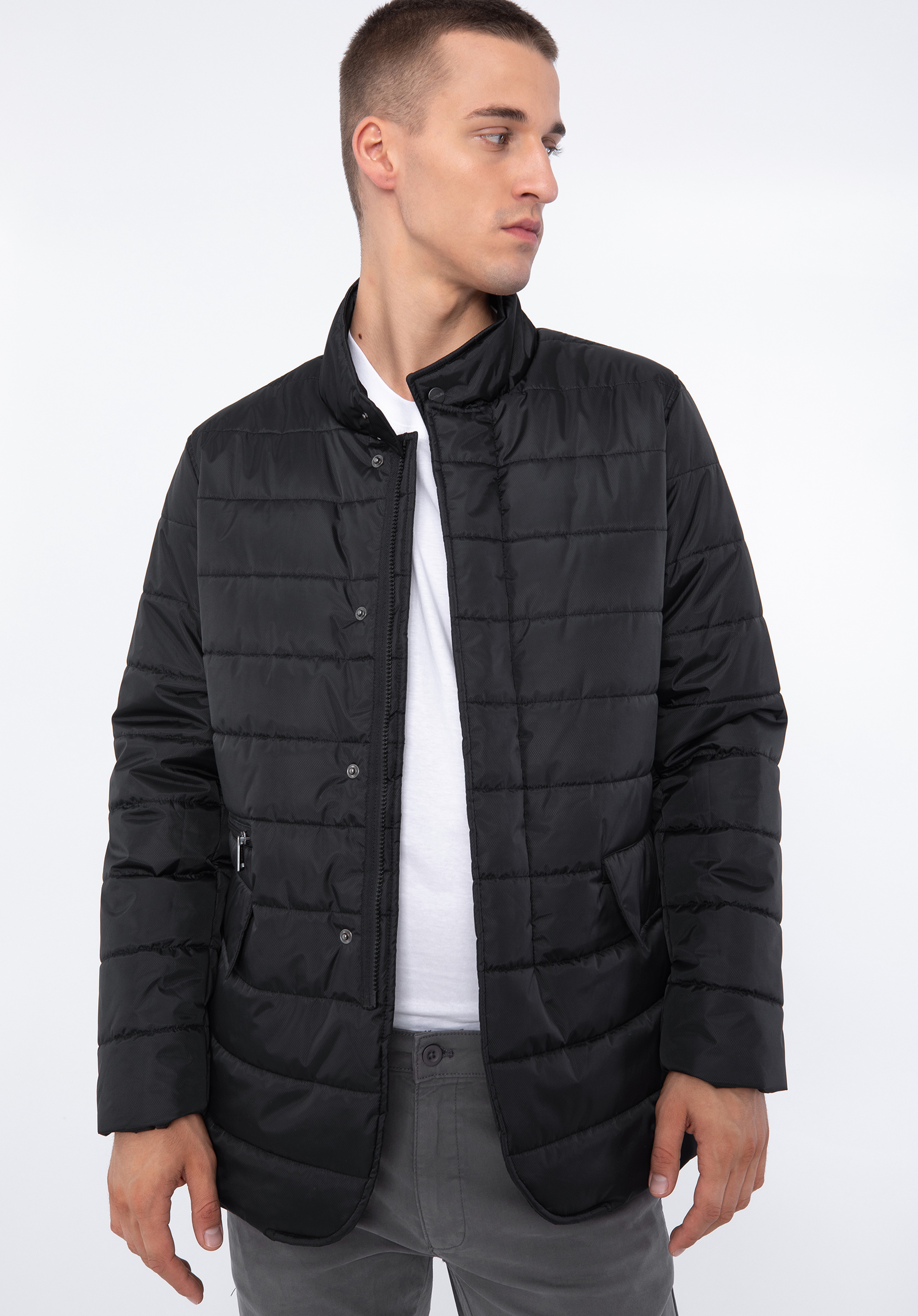 Pánská prošívaná nylonová bunda, černá, 97-9D-450-1-3XL, Obrázek 1