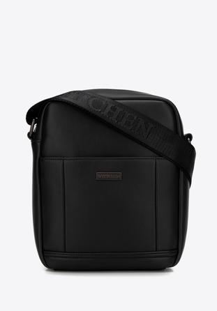 Pánská taška z ekologické kůže s lemovanou přední kapsou, černá, 98-4P-513-1, Obrázek 1