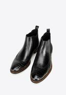 Pánské kožené boty s motivem krokodýli kůže, černá, 97-M-507-1-44, Obrázek 2