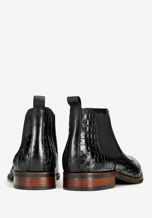 Pánské kožené boty s motivem krokodýli kůže, černá, 97-M-507-1-41, Obrázek 4