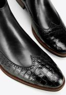 Pánské kožené boty s motivem krokodýli kůže, černá, 97-M-507-5-42, Obrázek 7