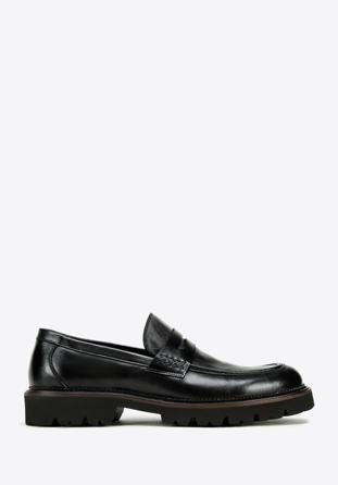 Pánské kožené boty s ozdobným lemováním, černá, 97-M-516-1-44, Obrázek 1