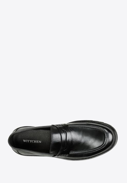 Pánské kožené boty s ozdobným lemováním, černá, 97-M-516-4-44, Obrázek 5